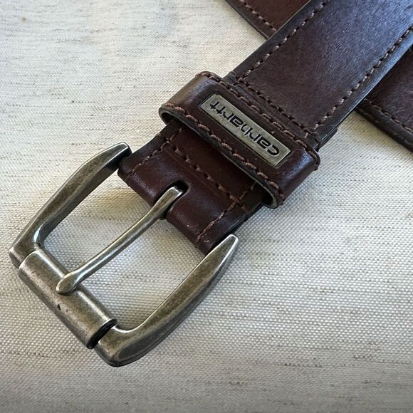 Carharrtt Brown Leather Men’s Belt 42 - Picture 2 of 7
